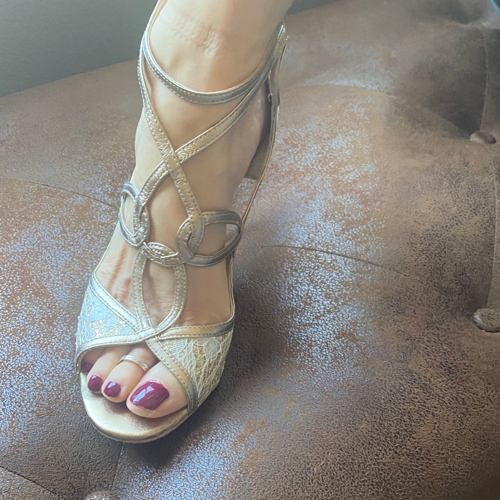Ivanka Trump Silver Strappy Heels